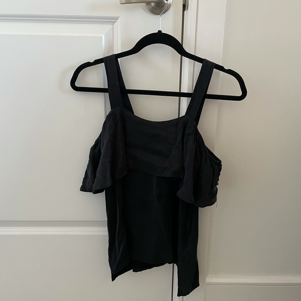 Las Pepas Dark Blue Off-the-Shoulder Shirt